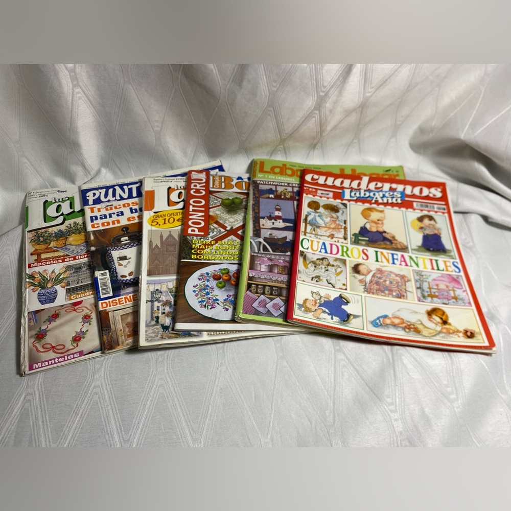 Lot of 6 Spanish Language cross stitch handcraft magazines